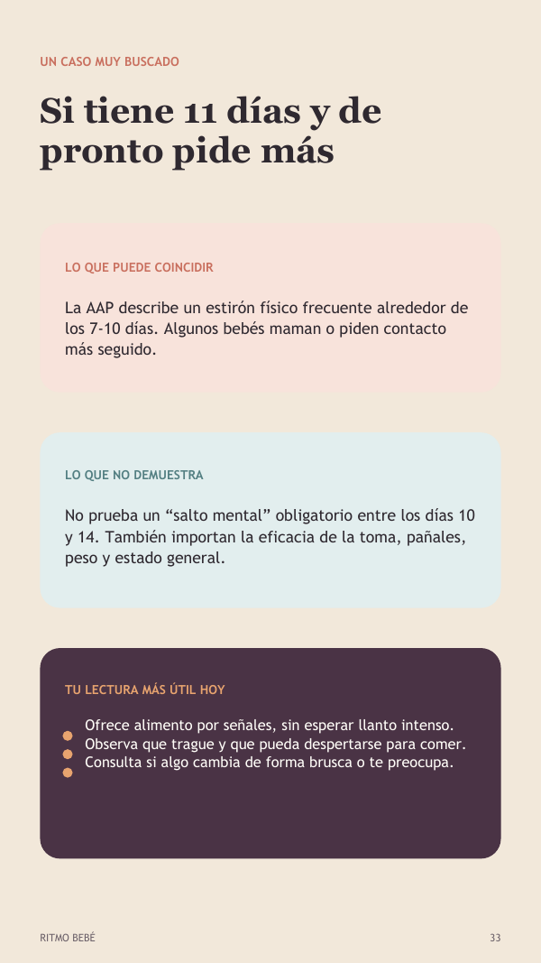 Página de la guía sobre el bebé de 11 días